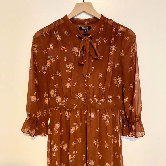 Madewell Brown Floral Midi Dress - Picture 2 of 7